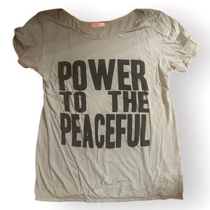 Vintage Power to the Peaceful Graphic Tee, Light Grey, Size Small